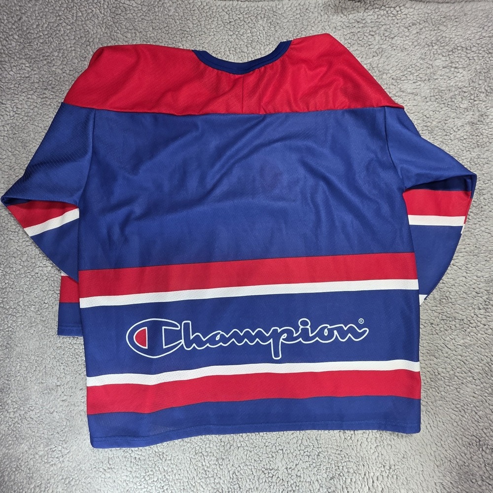 Vintage Champion Big Logo Hockey Jersey 90s Throwback Size Large‎ - Picture 8 of 16